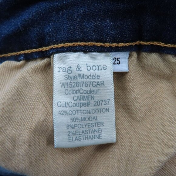 Rag & Bone Womens 25 Cate Mid Rise Ankle Skinny Dark Wash Blue Denim Jeans Pants - Picture 7 of 10